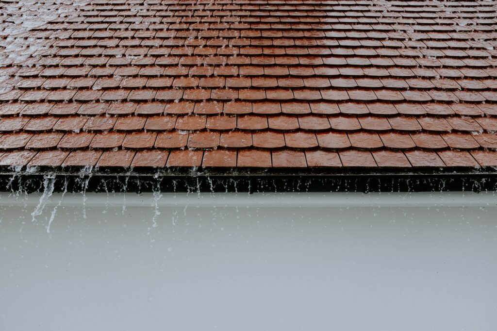 rain on roof and gutter